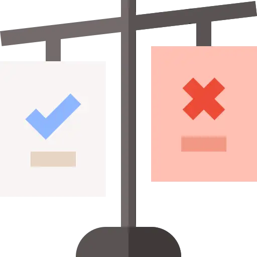 Comparison scale icon symbolizing smart decisions when booking cheap flights