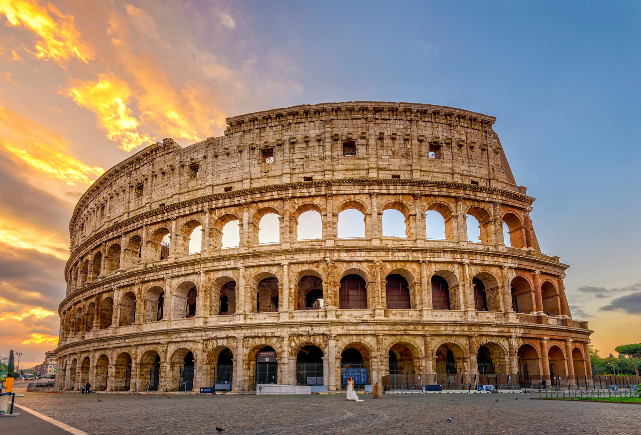 The Colosseum at sunset, Rome