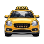 Airport taxi transfer icon – yellow taxi car for fast airport transportation - airport transfer booking private airport pickup service to hotel