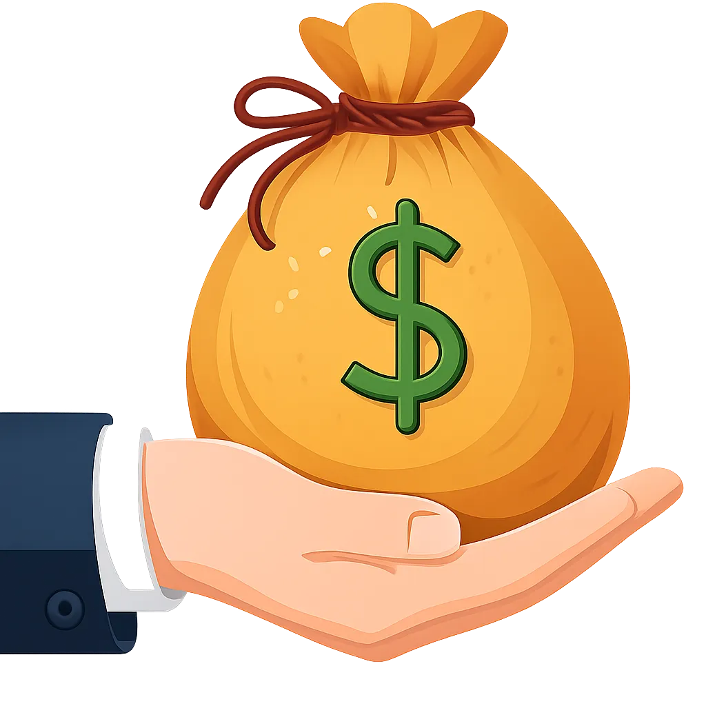 Hand holding money bag representing savings on airport transfers and travel deals