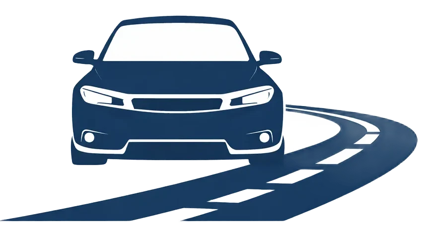 Car rental service with a modern vehicle on a road – affordable and reliable car rentals