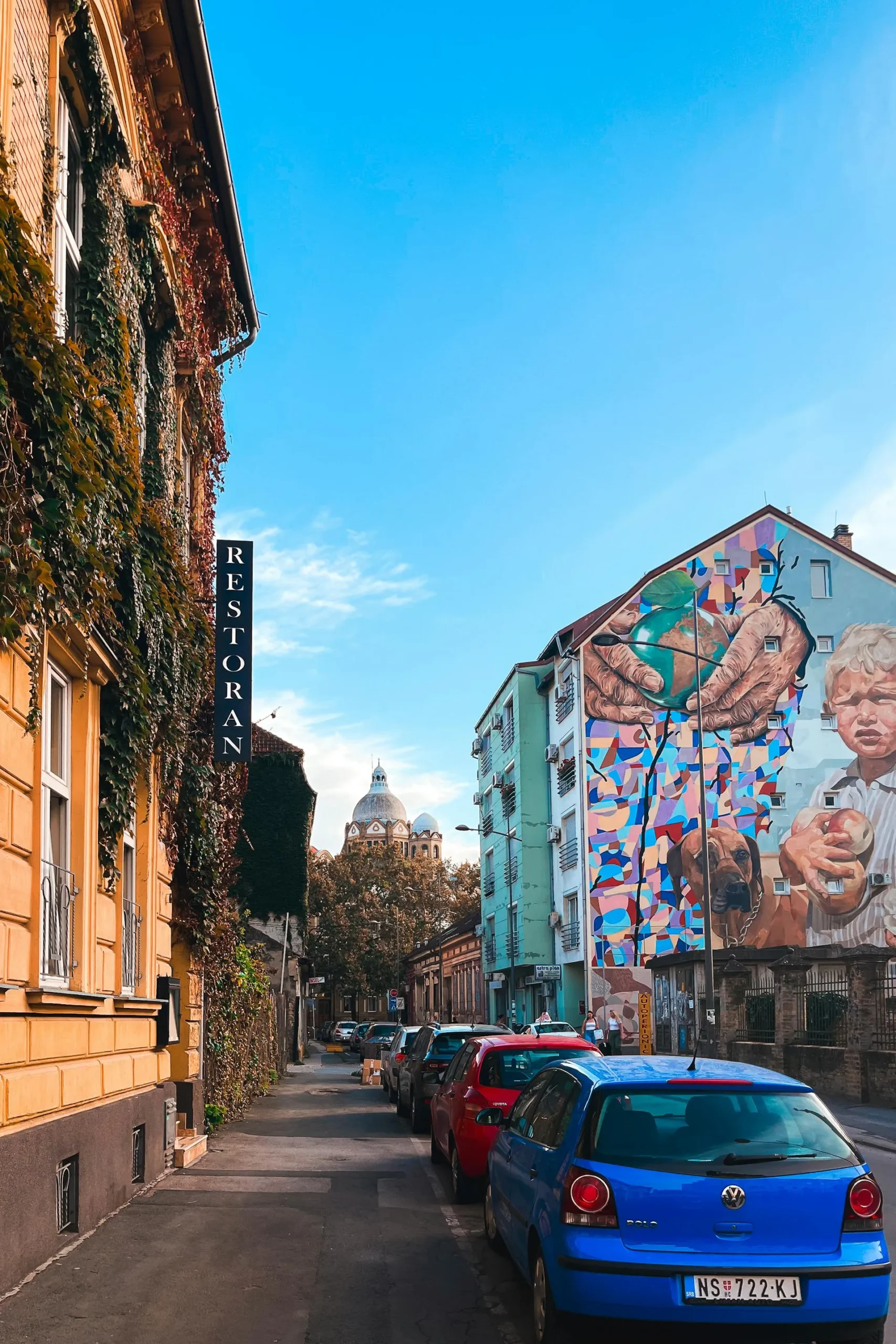 Valparaíso hillside with colorful houses and street art murals