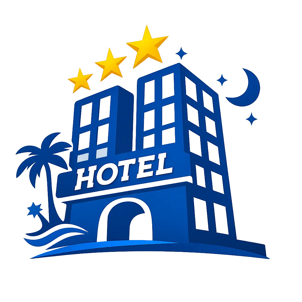 5-star hotel building icon representing last-minute hotel deals