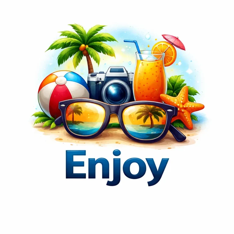 "Colorful tropical vacation illustration representing the peace of mind provided by the best travel insurance for international travel"