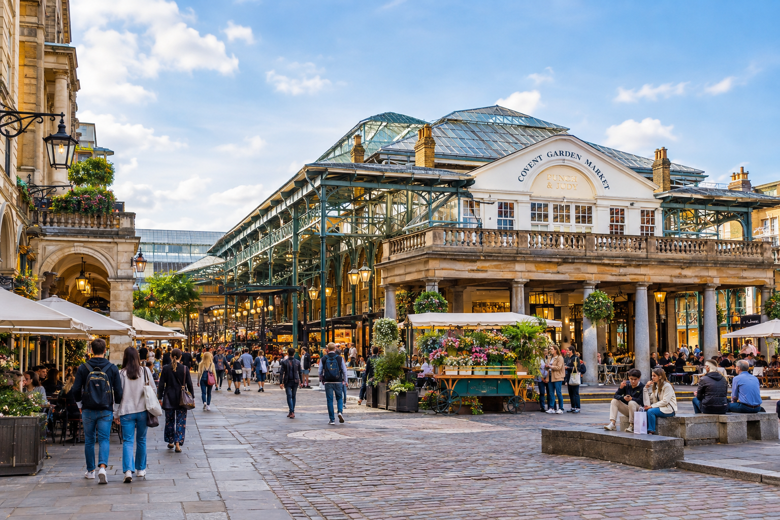 Covent Garden market building and piazza in London's West End