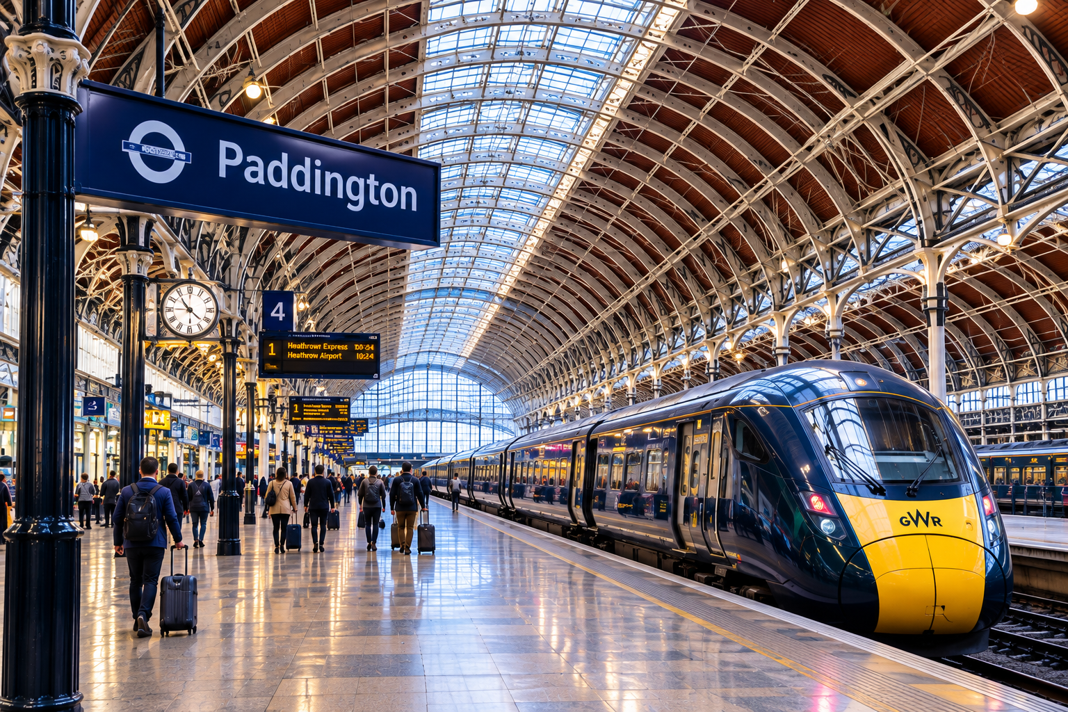 Paddington railway station in London
