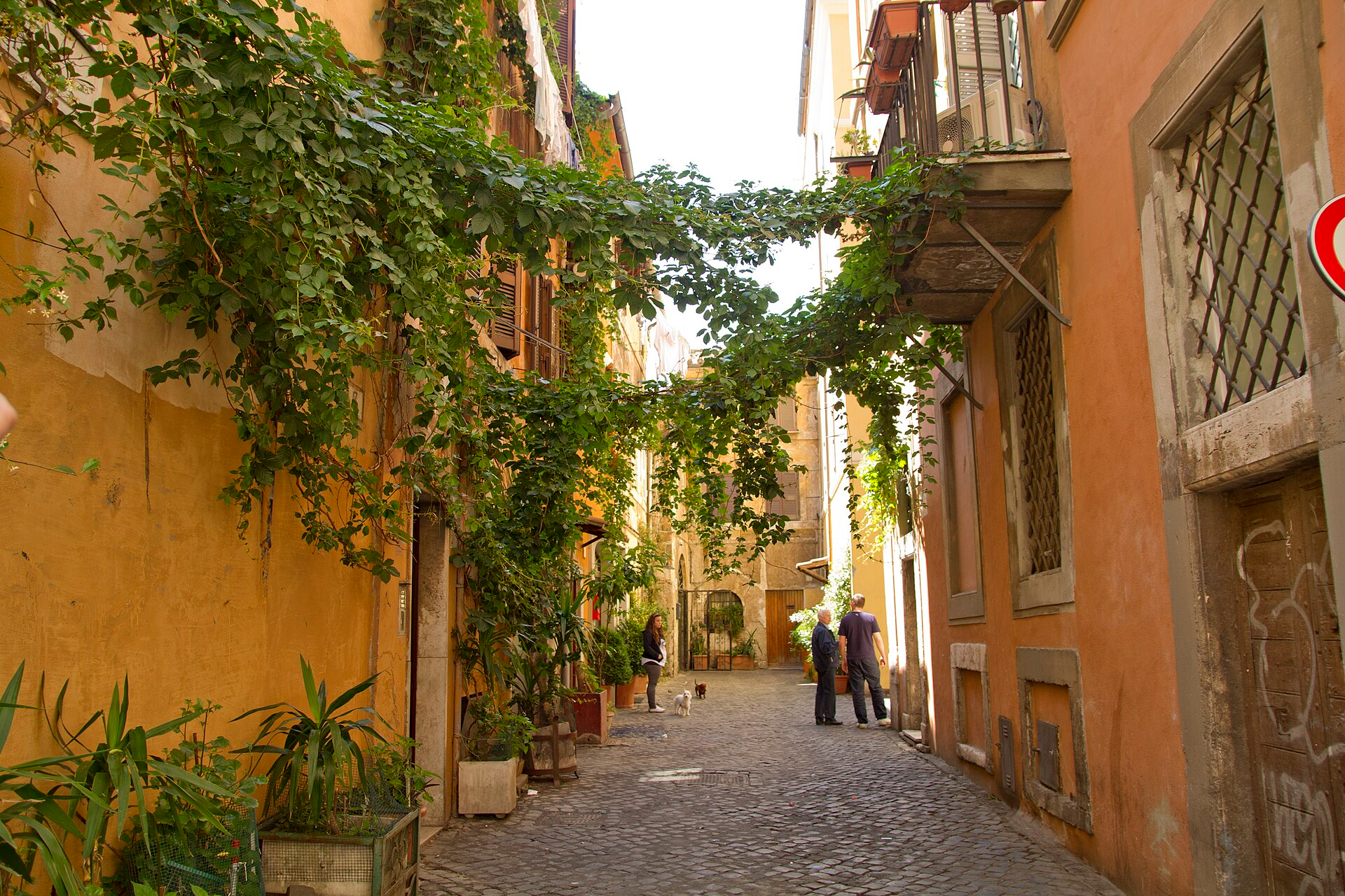 Via della Lungaretta, a historic street in the Trastevere neighbourhood of Rome